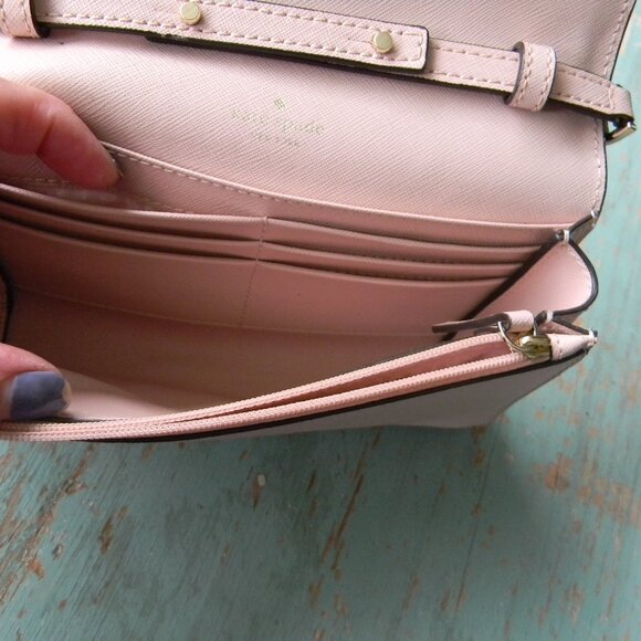 Kate Spade Laurel Way ADDISON Crossbody/INNER WALLET SAFFIANO LEATHER PINK - Picture 8 of 8